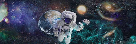 Astronaut in outer space planet. high resolution ideal for wallpaper and print.
