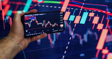 Working set for analyzing financial statistics and analyzing a market data. Data analysis from charts and graphsの写真素材