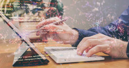 Payment Security Concept. Hacker in Black Gloves Hacking the System.