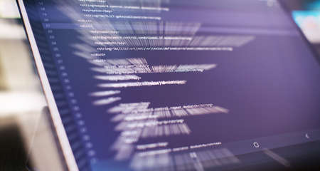IT business. Python code screen. Mobile Application Design Concept.