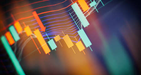 Professional technical analysis on the monitor of a computer. Fundamental and technical analysis...