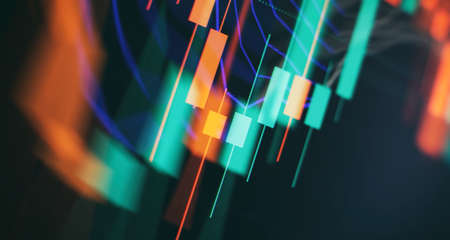 Professional technical analysis on the monitor of a computer. Fundamental and technical analysis concept.の写真素材