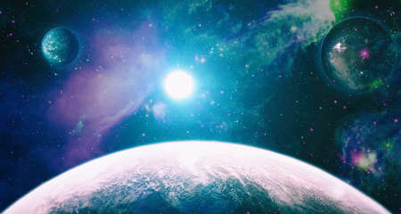 planets, stars and galaxies in outer space showing the beauty of space exploration.