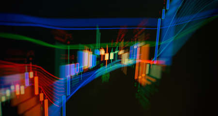 concept investment. Moving average graph .Stock market graph on technology abstract background