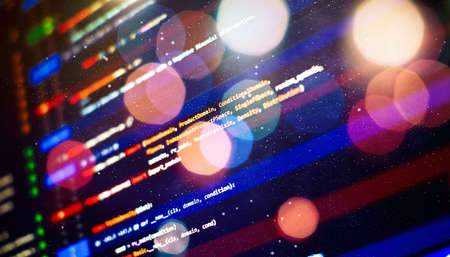 Project managers work new idea. WWW software development. mobile app developer. Innovative startup project. website programming code. IT business.の写真素材