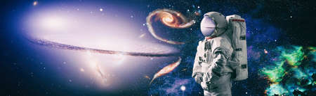 Astronaut in outer space.Cosmic art, science fiction wallpaper. beauty of deep space.