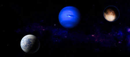 planets, stars and galaxies in outer space showing the beauty of space exploration.の写真素材