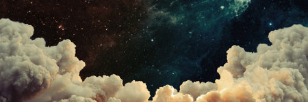 Night sky with clouds and stars.Abstract astronomical galaxy.