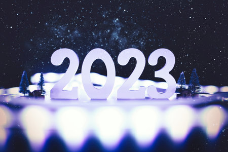 Background to New Year 2023. Beautiful Panoramic web bannerの写真素材