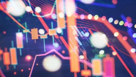 market analyze. Bar graphs, Diagrams, financial figures. Abstract glowing forex chart interface...