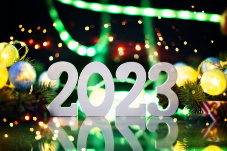 Merry Christmas and happy new year concept , Banner.Happy New Year 2023. A symbol from the number...