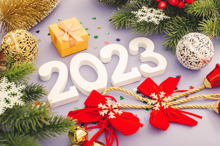 Merry Christmas and happy new year concept , Banner.Happy New Year 2023. A symbol from the number 2023の写真素材
