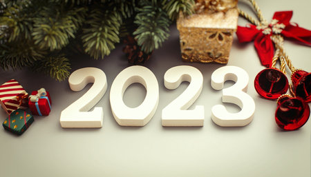Merry Christmas and happy new year concept , Banner.Happy New Year 2023. A symbol from the number 2023の写真素材