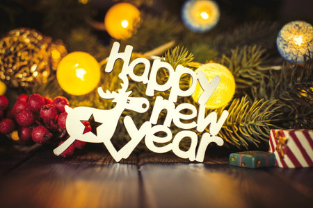 Merry Christmas and Happy Holidays greeting card, frame, banner.