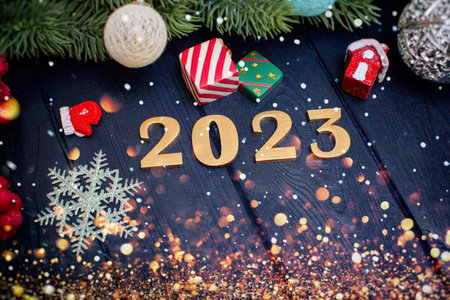 Merry Christmas and Happy Holidays greeting card, frame, banner.の写真素材