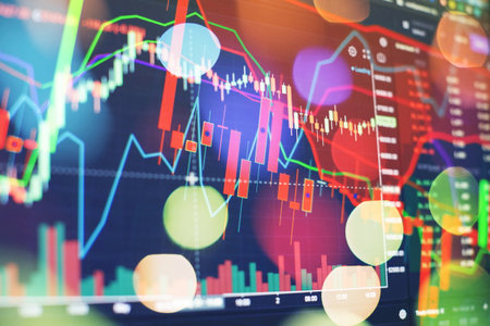 Stock market business graph chart on digital screen.Forex market, Gold market and Crude oil market.の写真素材