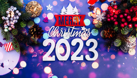 Merry Christmas and happy new year concept , Banner.Happy New Year 2023. A symbol from the number...