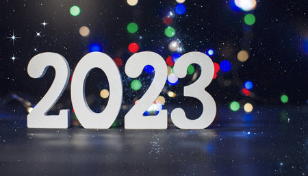 New Year's Eve 2023 Celebration Background. Happy New Year 2023.の写真素材