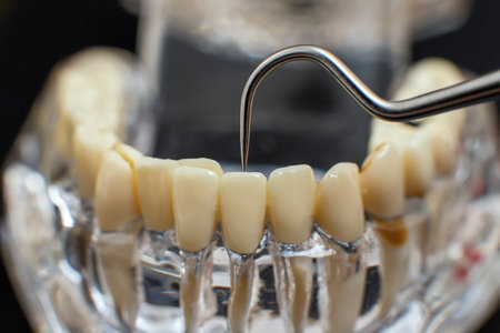 Dental jaw model over black background. Transparent invisible dental aligners or braces aplicable...