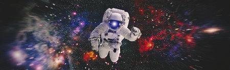 Astronaut in outer space . Astronaut wear full spacesuit for space operation.