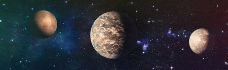 planets, stars and galaxies in outer space showing the beauty of space exploration.の写真素材