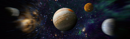 Star in the space. Collage on space, science and education items.