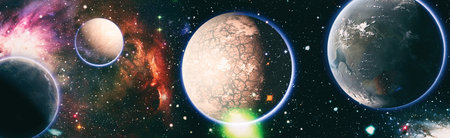 planets, stars and galaxies in outer space showing the beauty of space exploration.
