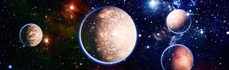 planets, stars and galaxies in outer space showing the beauty of space exploration.