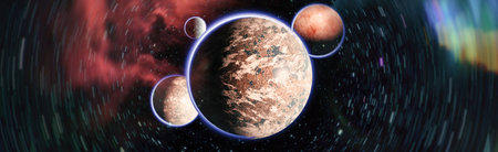 planets, stars and galaxies in outer space showing the beauty of space exploration.