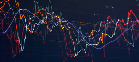 business graph background. Financial stock market graph on technology
