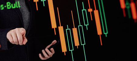 Computer and business strategy as concept. Stock market concept and background.