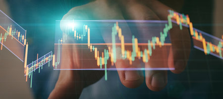 Economic graph with diagrams on the stock market, for business and financial concepts and reports.