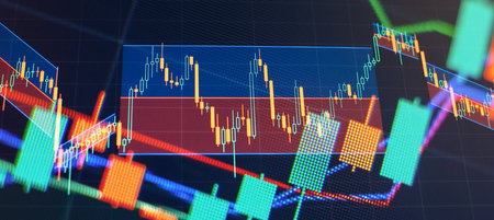 Economic graph with diagrams on the stock market, for business and financial concepts and reports.
