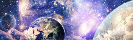 Beautiful Earth planet i science fiction wallpaper with endless deep space.