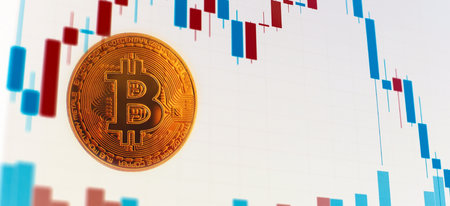 Virtual cryptocurrency Bitcoin. Investing in virtual assetsの写真素材