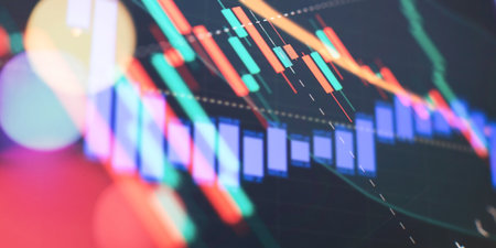 Candle stick graph chart of stock market investmentの写真素材