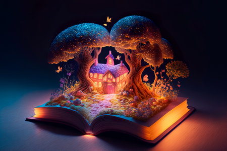 Book With Magic Glows In The Darkness , Magical radiance.の素材
