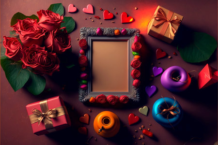 Beautiful frame for text and photo. flatly. Copy the space. Greeting card for Valentine's Day.の素材