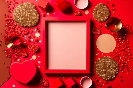 Beautiful frame for text and photo. flatly. Copy the space. Greeting card for Valentine's Day.の素材