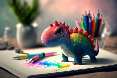 Dinosaur baby , Cute funny colorful baby dinosaurの素材