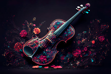 Fantasy design musical , Amazing violin made flowersの素材