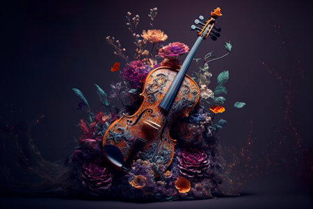 Fantasy design musical , Amazing violin made flowersの素材