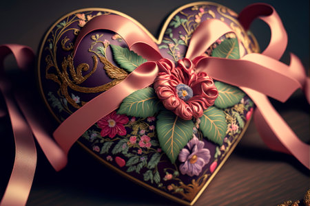 Heart shaped box lovers. Valentine's day 14 february or romantic Generative AIの素材