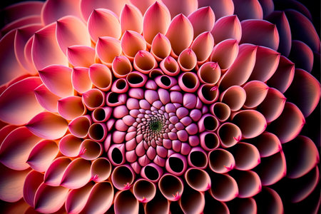 Pink dahlia flower pattern. autumn garden. Romance card layout. Generative AIの素材