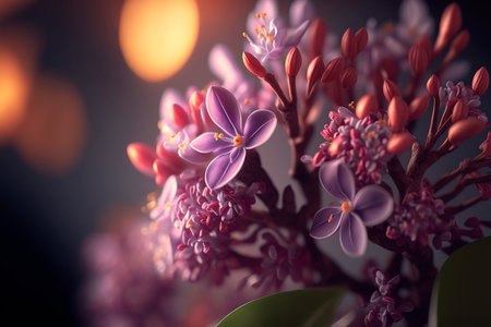 Spring lilac violet flowers, abstract soft floral backgroundの素材