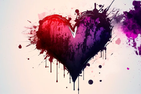 watercolor heart. Valentines day Greating card, love.の素材