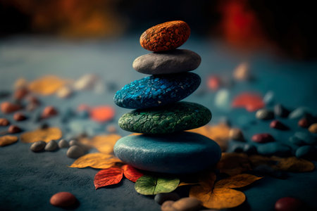 Balance of zen stones concepts with harmony and positive thinking Generative AIの素材
