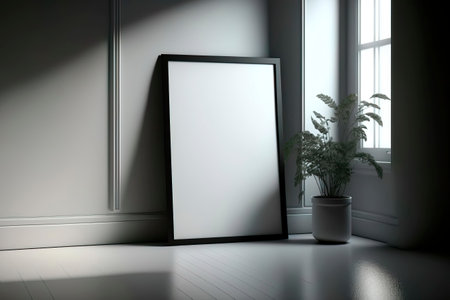 Frame mockup in interior.Elegant working space. picture frame mockup. Generative AIの素材