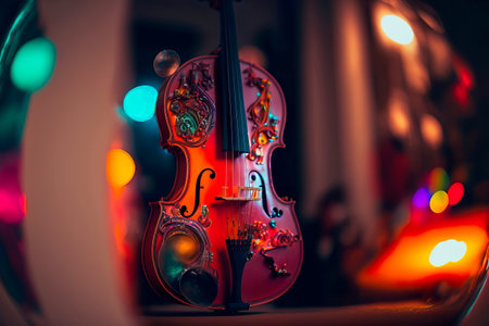 Abstract Cello on wooden background with bokeh Generative AIの素材