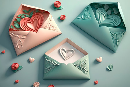 love letter in an envelope with hearts Generative AIの素材